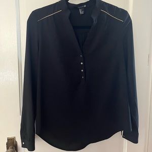 Long sleeve black top with gold details